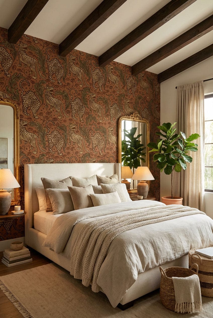 Vintage Safari Animal Motif Mural Wallpaper