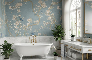 Elegant Blossom & Bluebird Garden Wallpaper
