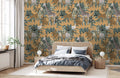 Golden Tropical Safari Adventure Mural Wallpaper