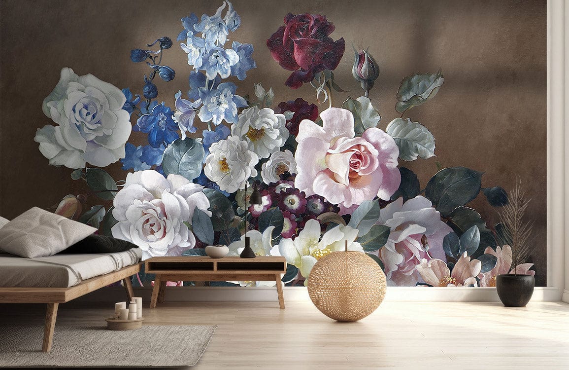 Classic Rose Bouquet Mural Wallpaper