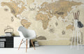 Beige World Map Vintage Wallpaper