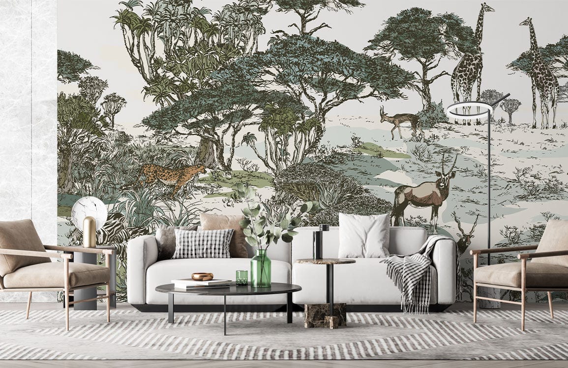 Vintage Safari Landscape Wallpaper