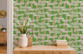 Green and Pink Geometric Line Pattern Mural Wallpaper