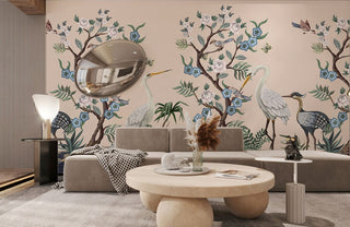 Repeat Flowers & Birds II Wallpaper Mural