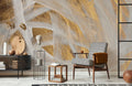 Golden Brushstroke Mural Wallpaper