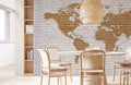 World Map Brick Wall Wallpaper