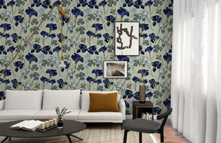 Blue Floral Elegance Mural Wallpaper