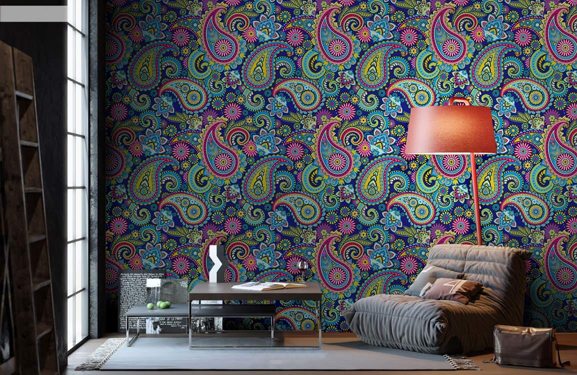 Vibrant Paisley Symphony Mural Wallpaper