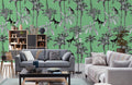 Tropical Monkeys in Green Paradise Mural Wallpaper