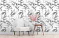 Monochrome Leaf Elegance Mural Wallpaper