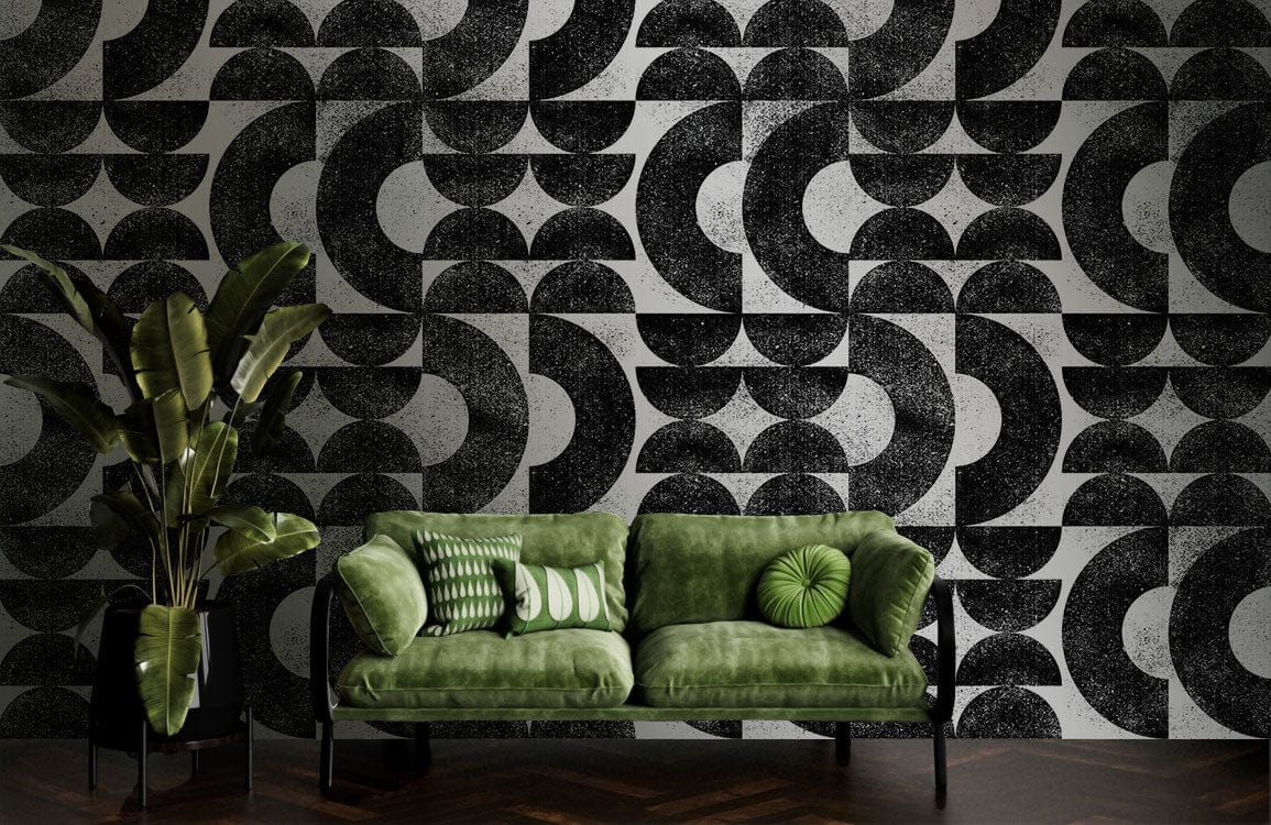 Geometric Crescent Flow Mural Wallpaper