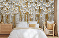 Golden Bloom Forest Mural Wallpaper