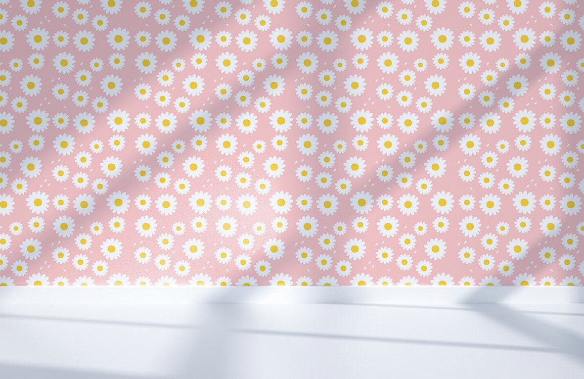 Charming Pink Daisy wallpaper featuring floral pattern adds vibrant touch to spring Décor. Ideal for lounge.