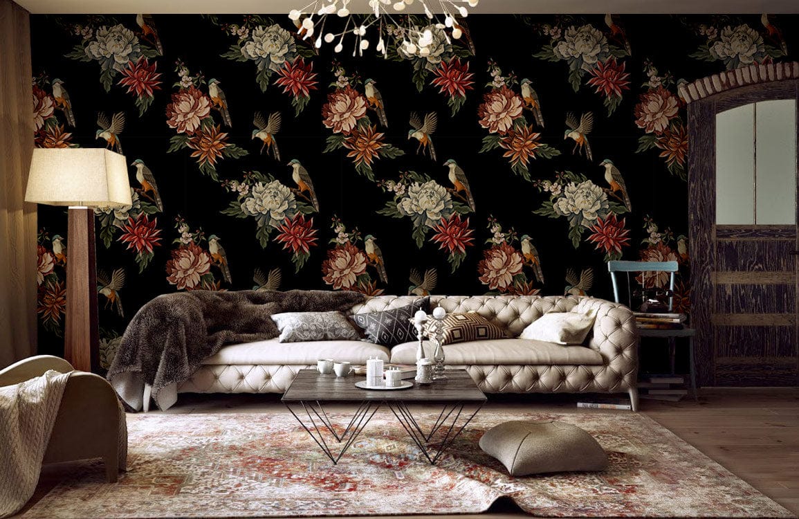 Birdsong Blossom Symphony Mural Wallpaper