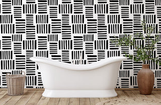 Monochrome Striped Geometric Pattern Mural Wallpaper