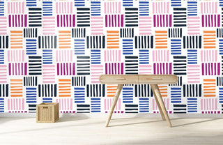 Vibrant Striped Geometric Pattern Mural Wallpaper