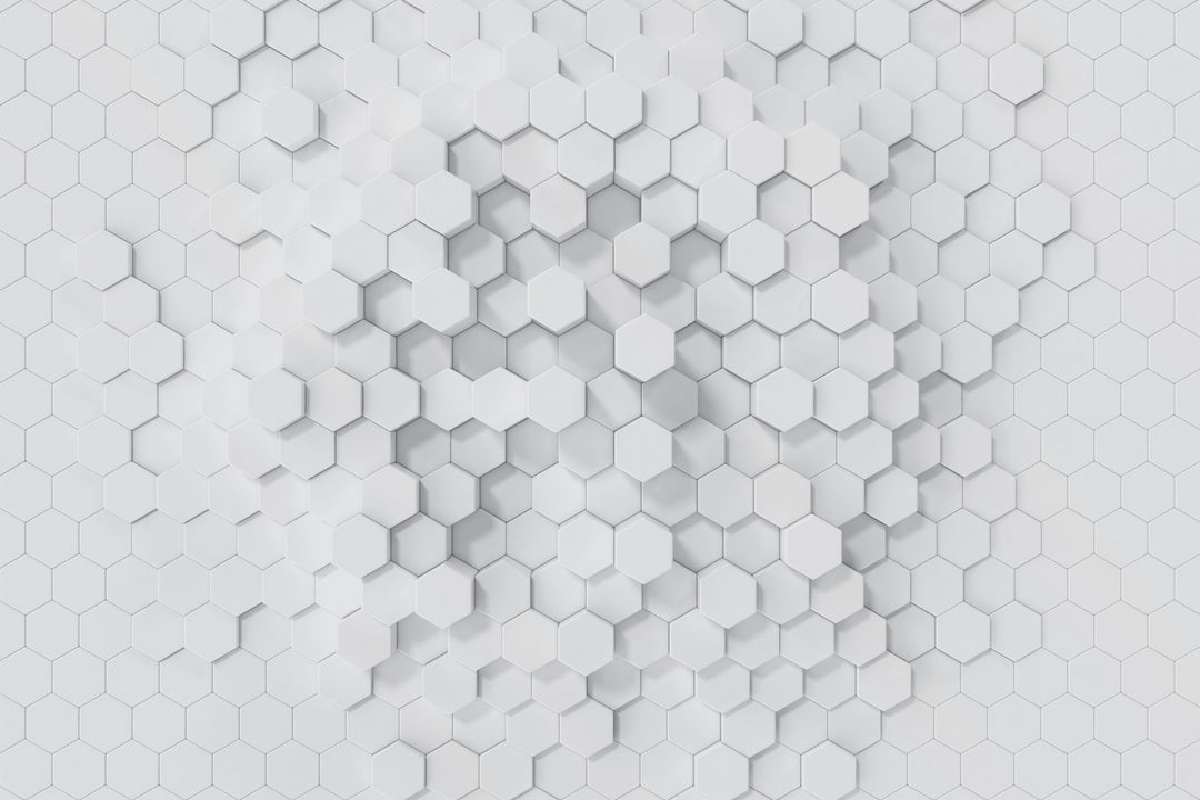 Geometric White Hexagonal 3D Pattern Wallpaper - Modern Minimalist Wall Design