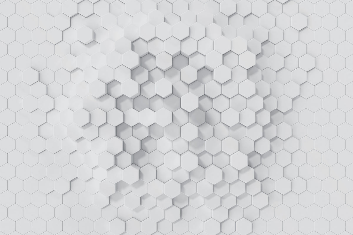 Geometric White Hexagonal 3D Pattern Wallpaper - Modern Minimalist Wall Design
