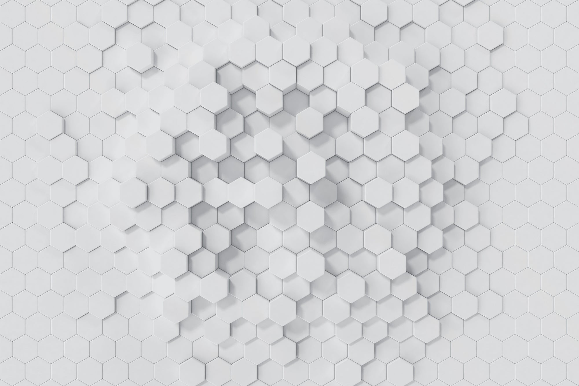 Geometric White Hexagonal 3D Pattern Wallpaper - Modern Minimalist Wall Design