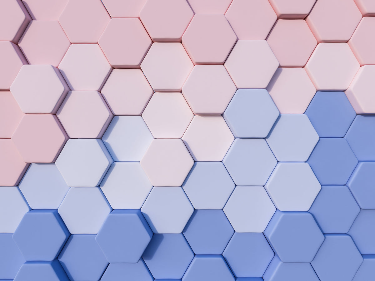 Pastel Geometric Hexagon Pattern Wallpaper - Pink and Blue Modern Design