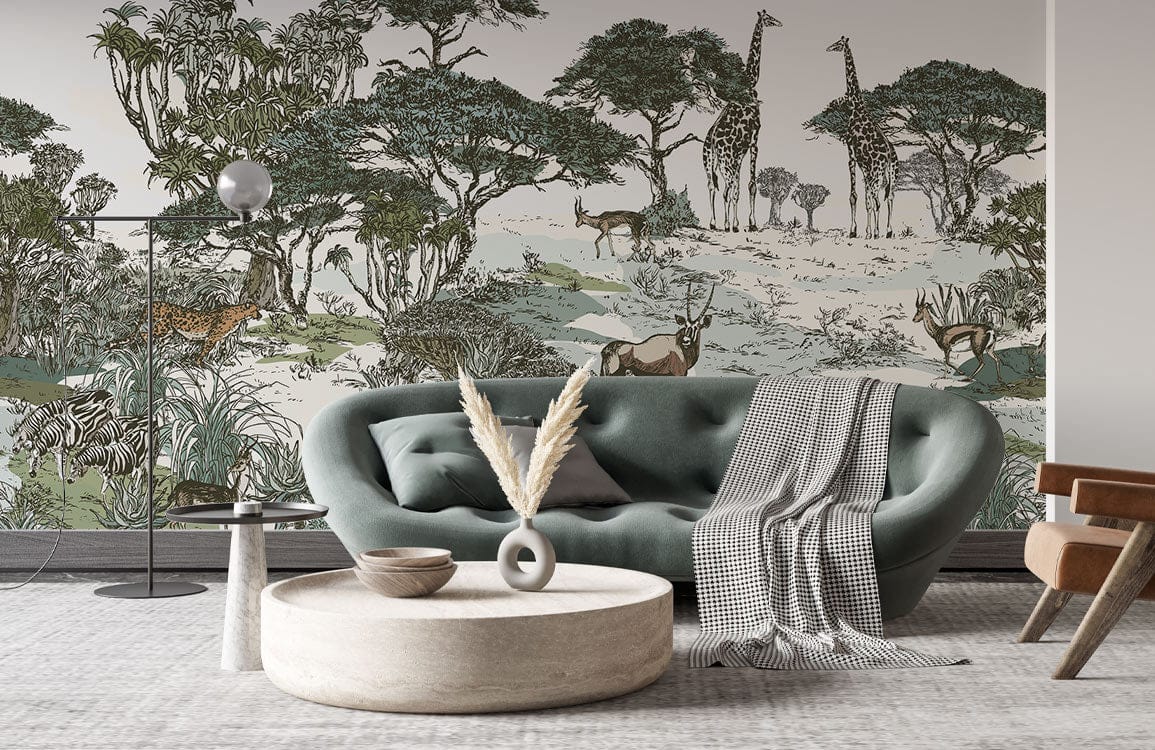 Vintage Safari Landscape Wallpaper