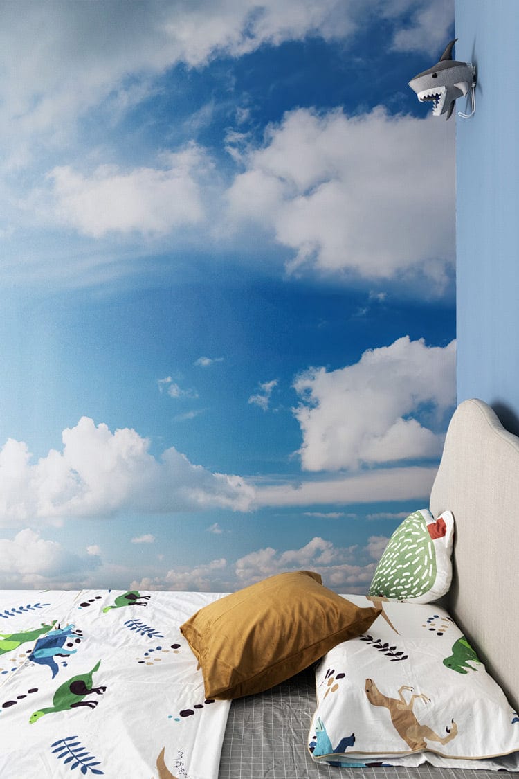 Tranquil Bright Meadow Sky Mural Wallpaper