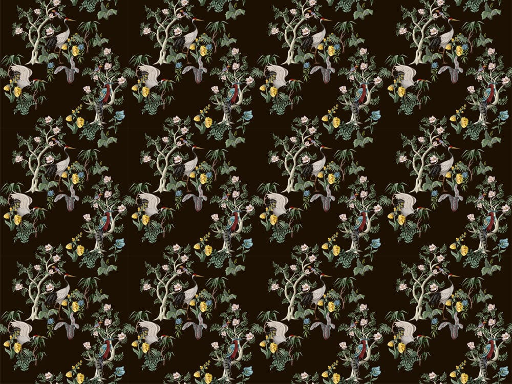 Vintage Botanical Garden Dark Tapestry Mural Wallpaper with Floral Design