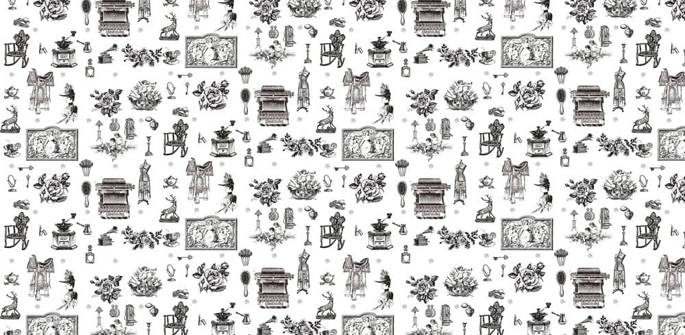 Vintage Monochrome Toile Pattern Wallpaper - Elegant Antique Black and White Design
