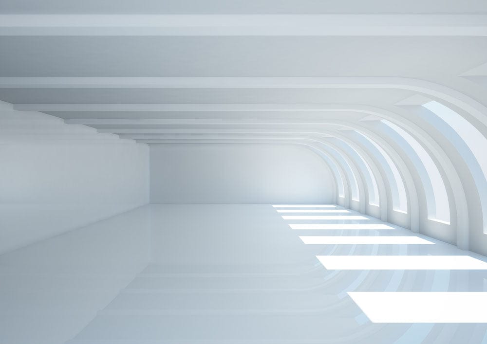 Modern Minimalist White Arched Architectural Illusion Mural Wallpaper Decor