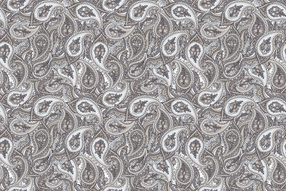 Elegant Grey Paisley Pattern Wallpaper for Stylish Modern Interiors Decor