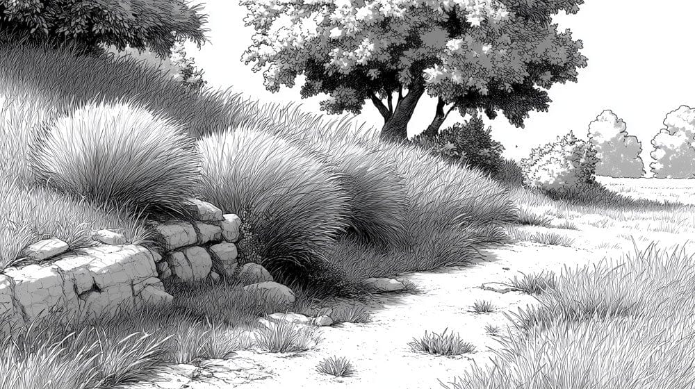Ink Meadow Path Mural Wallpaper