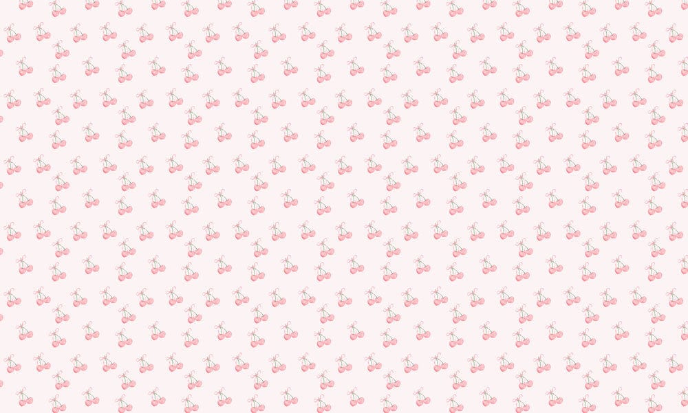Vintage Pink Cherry Pattern Wallpaper for Playful Retro Interior Design.