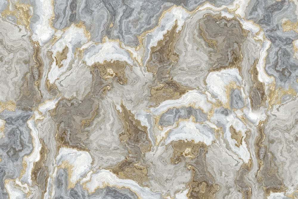 Marble Elegance: Gold and Grey Abstract Textured Wallpaper Design