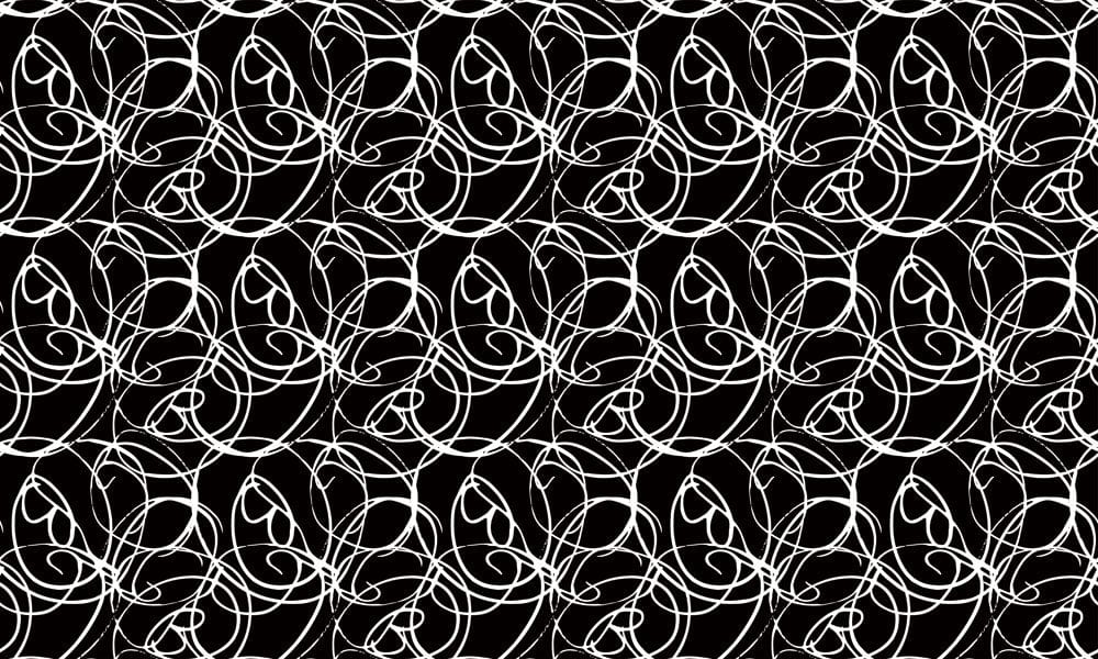 Intricate Black and White Art Nouveau Floral Pattern Wallpaper Design