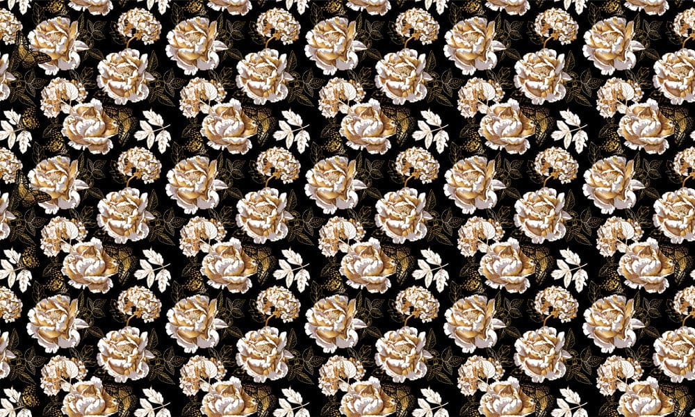 Golden Roses Elegance Floral Mural Wallpaper