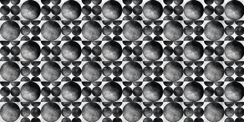 Monochrome Geometric Spheres Pattern Wallpaper - Modern Black and White Design