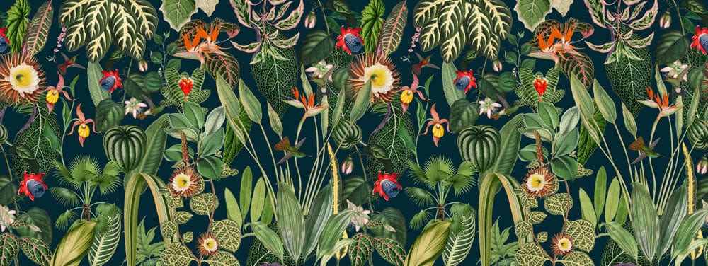 Tropical Jungle Oasis Green Botanical Mural Wallpaper Exotic Nature Design