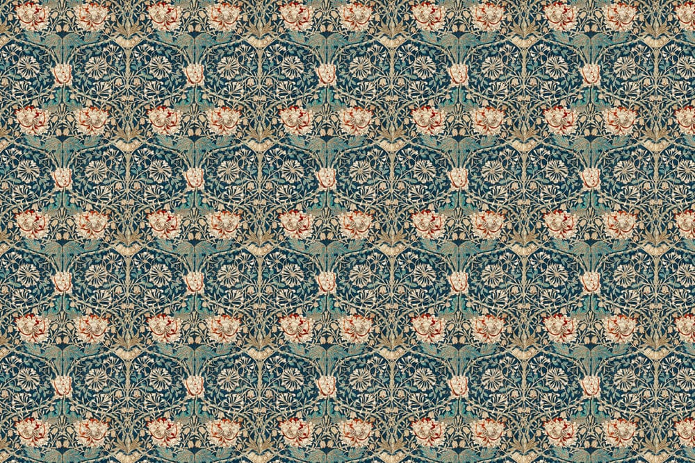 Elegant Vintage Floral Patterned Wallpaper in Teal and Earthy Tones Design