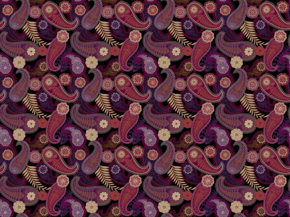 Majestic Midnight Paisley Mural Wallpaper