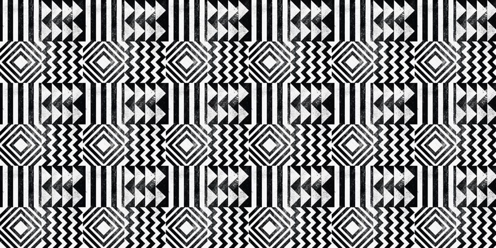 Bold Monochrome Geometric Pattern Wallpaper - Black and White Modern Design