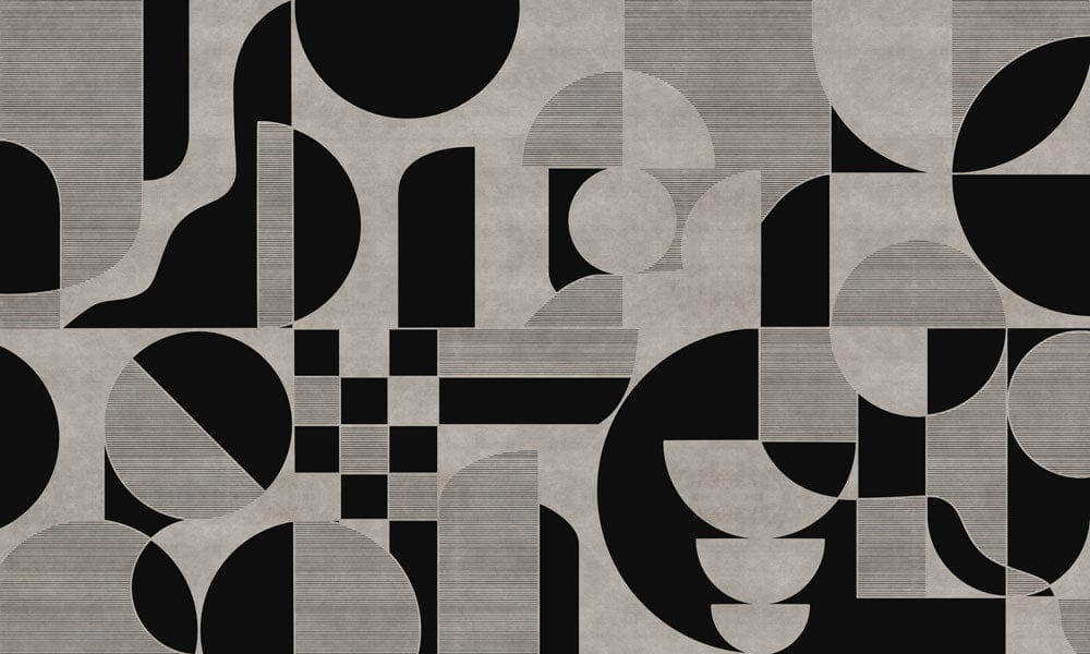 Geometric Grey and Black Abstract Patterned Wallpaper for Modern Interiors