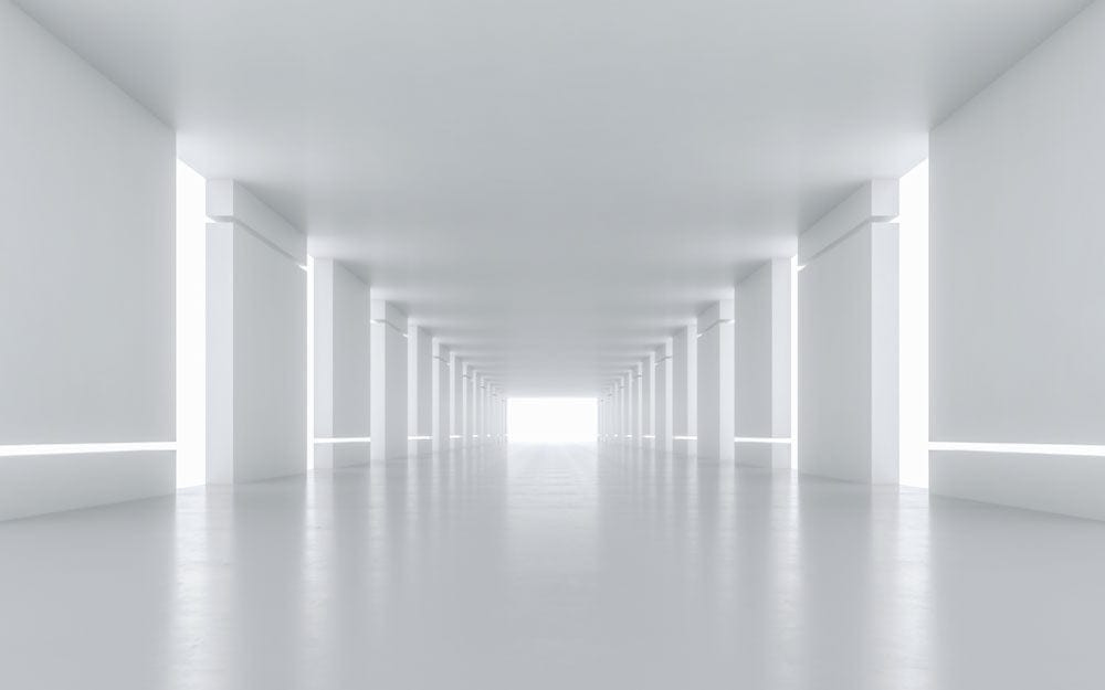 Minimalist Monochrome Architectural Illusion Mural Wallpaper - Modern White Design