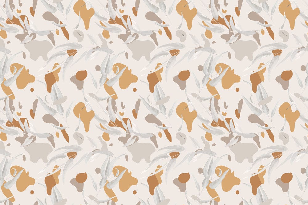 Earthy Tones Abstract Leaf Pattern Mural Wallpaper