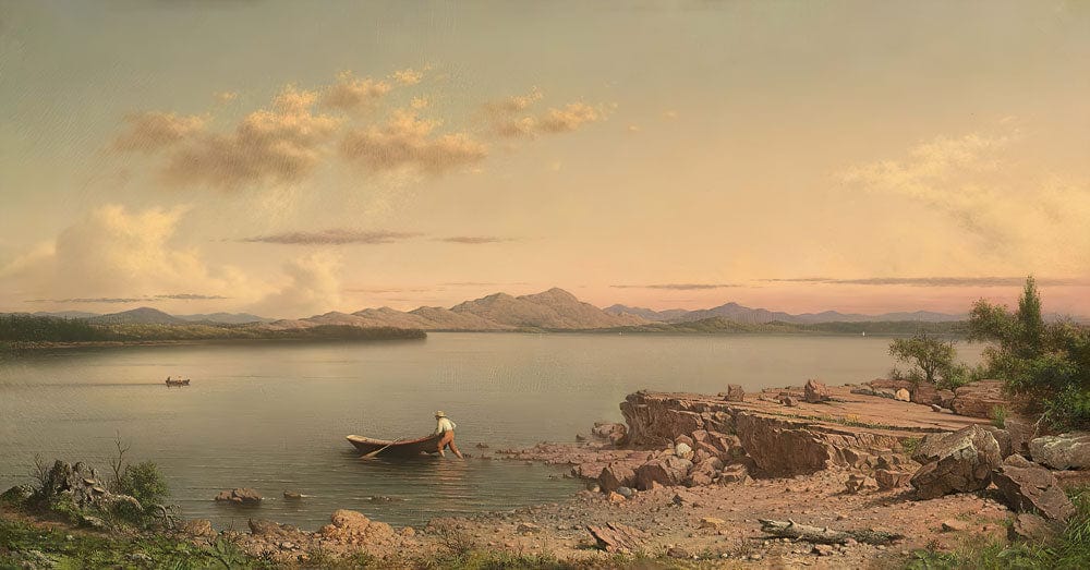 Tranquil Lake at Sunset Mural Wallpaper with Natural Landscape Beauty