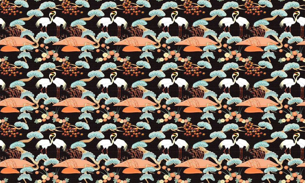 Elegant Cranes & Lotus Mural Wallpaper