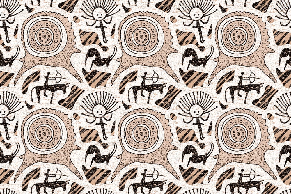 Rustic Tribal Pattern Wallpaper with Earth Tones for Bohemian Interiors