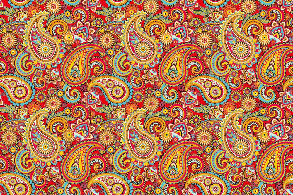 Vibrant Paisley Floral Red Wallpaper - Colourful Bohemian Style Décor
