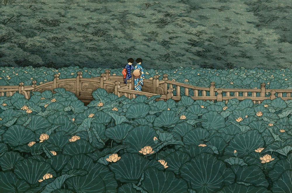 Serene Green Lotus Garden Mural Wallpaper - Scenic Asian Landscape Art