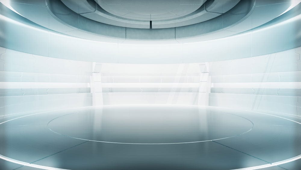 Futuristic Metallic Silver Sci-Fi Mural Wallpaper for Modern Interiors