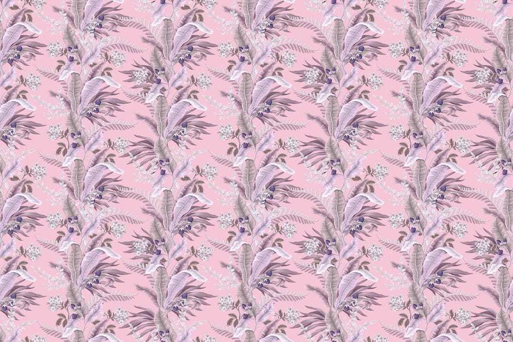 Pink Botanical Floral Pattern Wallpaper, Vintage Garden Charm Design